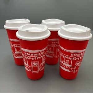 Starbucks Reusable Coffee Cup Christmas 2025 Red Cup Day 16oz PROMO New Lot Of 4